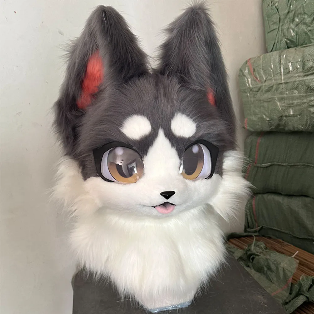 In Stock Fursuits head cheap animal head costume cat  furry head kemono cute dog head costume  role-playing costume thumbnail 3