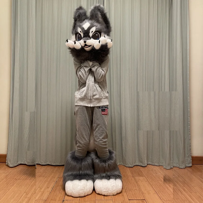 In Stock Fursuits head cheap animal head costume cat  furry head kemono cute dog head costume  role-playing costume thumbnail 5