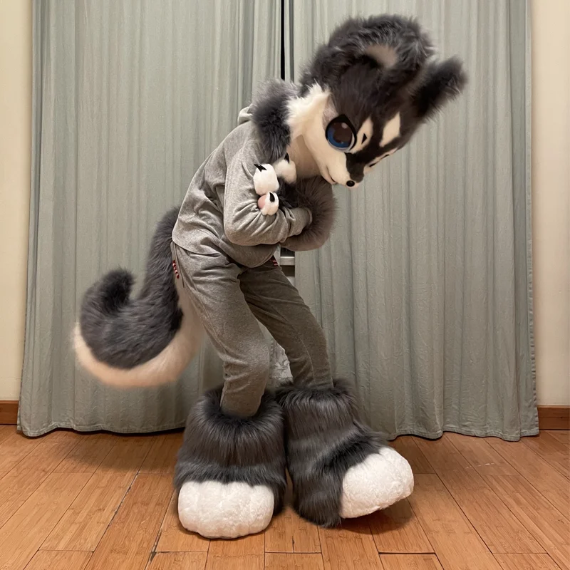In Stock Fursuits head cheap animal head costume cat  furry head kemono cute dog head costume  role-playing costume thumbnail 4