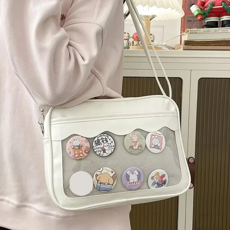 Japanese Harajuku Ita Bag for Women PU Transparent Pocket Itabag High School Girls Uniform JK Crossbody Shoulder Bag Handbags thumbnail 2