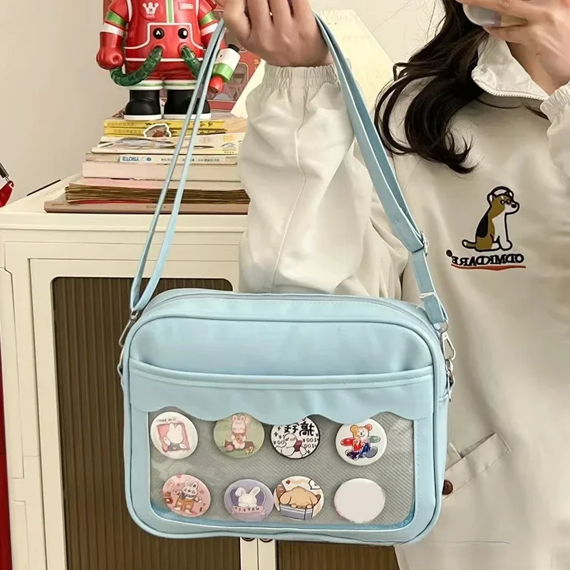 Japanese Harajuku Ita Bag for Women PU Transparent Pocket Itabag High School Girls Uniform JK Crossbody Shoulder Bag Handbags thumbnail 5