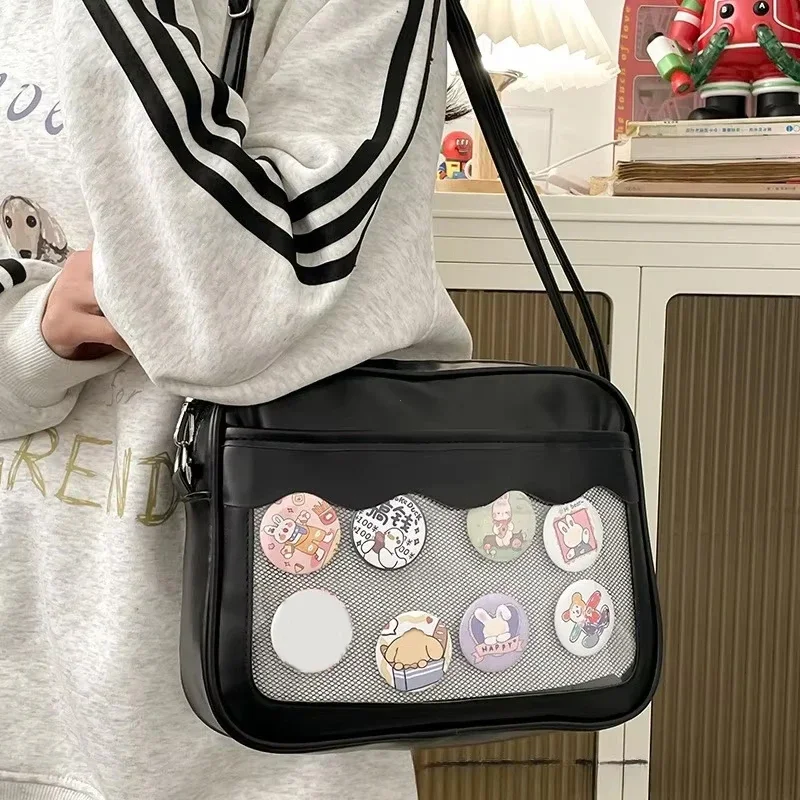 Japanese Harajuku Ita Bag for Women PU Transparent Pocket Itabag High School Girls Uniform JK Crossbody Shoulder Bag Handbags thumbnail 4