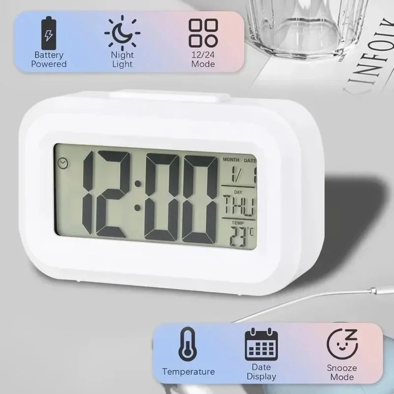 Led Digital Alarm Clock Backlight Data Times Calendar Desktop Multi-function Electronic Bedroom Decoration Desk Decorations Wall thumbnail 3
