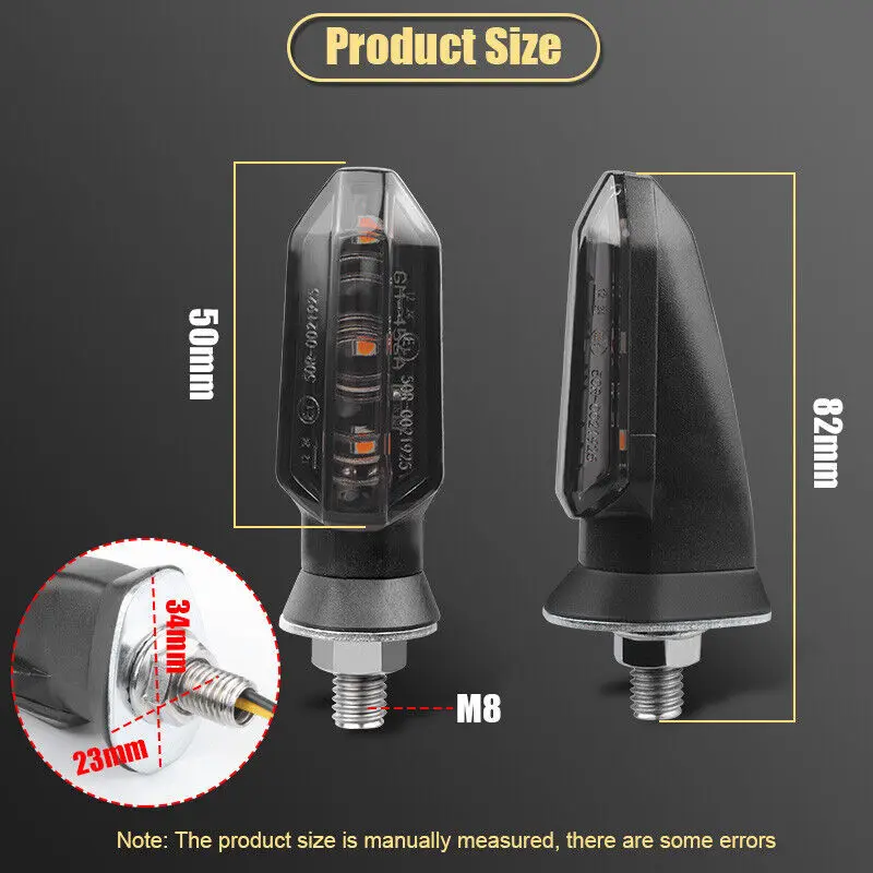 Motorcycle LED Turn Signal Lights 8mm Mini Flashing Light For Honda CBR500R CBR650F CB500X CRF250L MSX125 12V Moto Indicator thumbnail 2