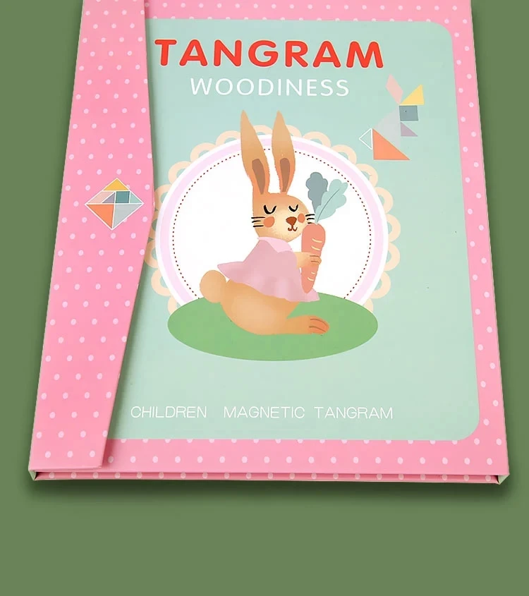 Kids Wooden Jigsaw Magnetic Tangram Puzzle Book Educational Toys Children Portable Montessori Learning Intelligence Baby Gift thumbnail 3