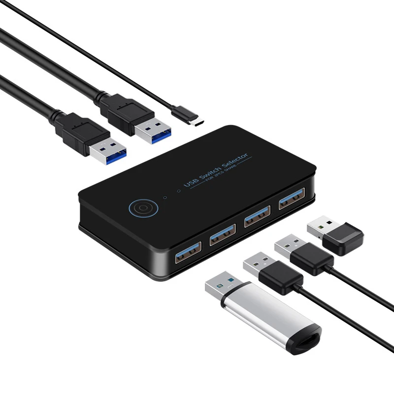 USB 3.0 KVM Switch Adapter 2 Inputs 4 Outputs USB Shared Switcher for PC Laptop Keyboard Mouse Printer USB Switch Controller Hub thumbnail 6
