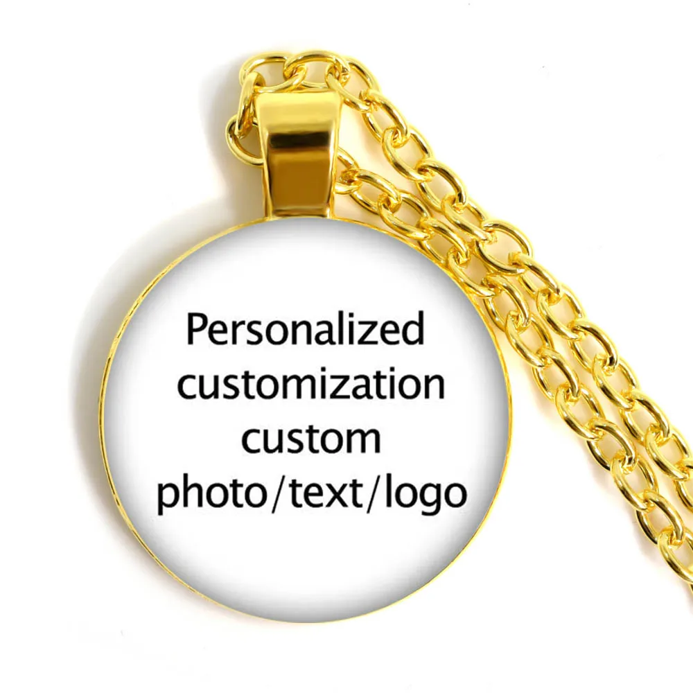 Custom Necklace Photo Text Logo Pictures Glass Cabochon Pendant Necklace Baby Mom Dad Family Anniversary Personalized Gift thumbnail 2