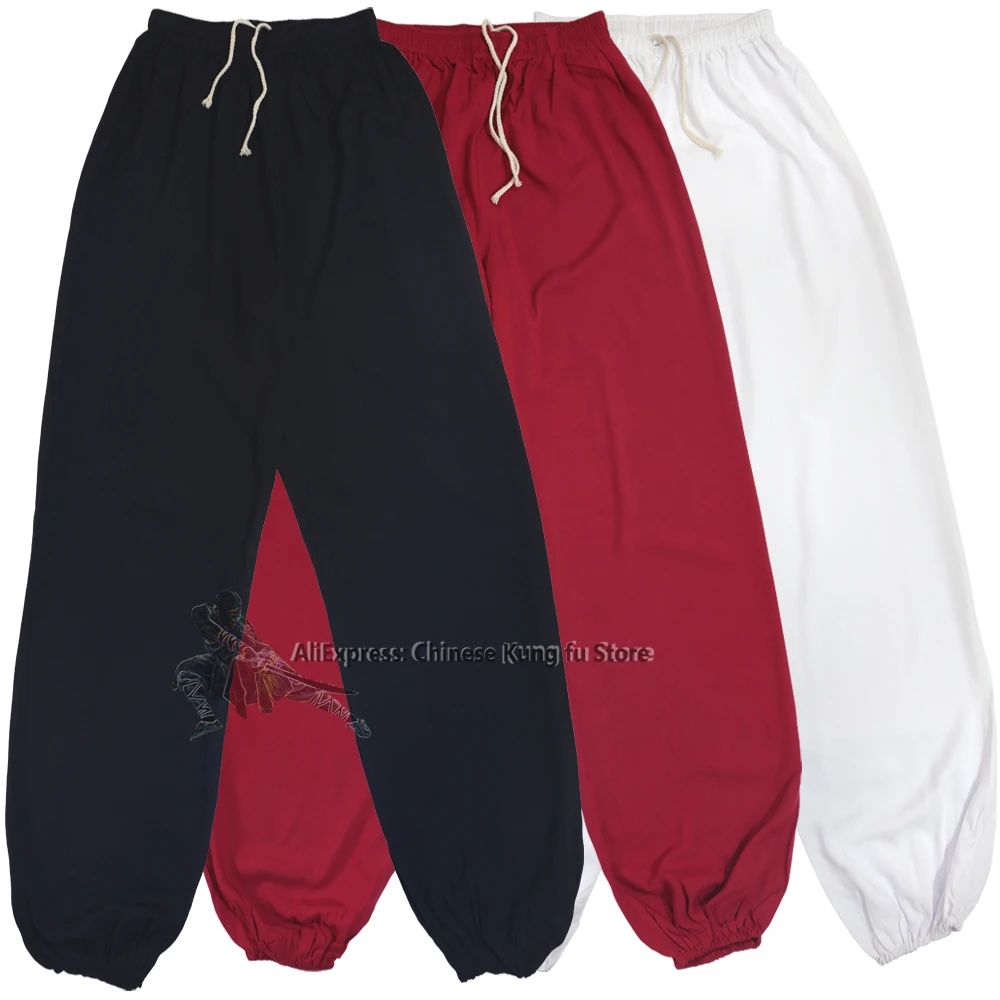 Men's Women's Cotton Kung fu Pants Martial arts Wing Chun Tai Chi Trousers Yoga Qigong Meditation Clothing
