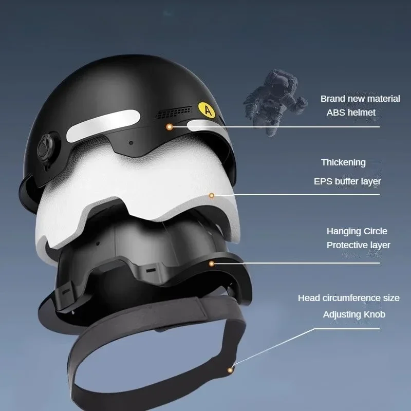 Bicycle Safety Helmet 3C Certified Men's and Women's Adult Children Cartoon Electric Bicycle Motorcycle Half Helmet with Goggles thumbnail 3