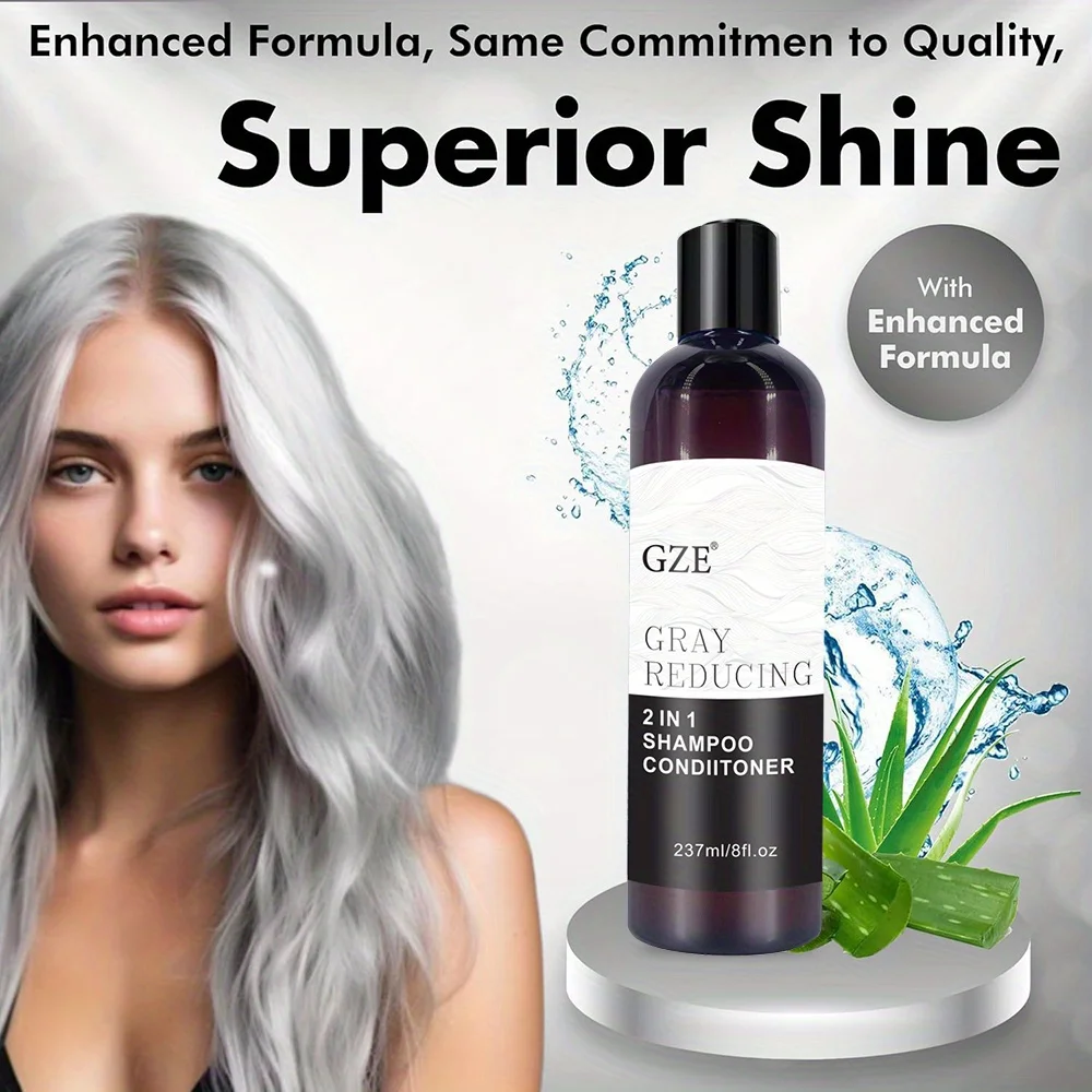 GZE Grey Reducing 2-In-1 Shampoo Conditioner - Softening Properties Say Goodbye to Grey Hair Eliminate Unwanted Grey Hair Tones thumbnail 3