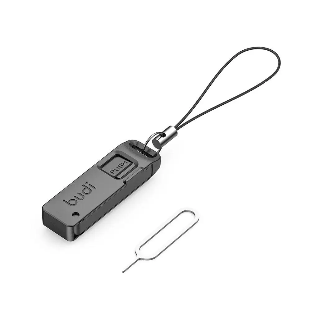BUDI SIM Card Removal Needle Pin Storage Box With Lanyard Anti-Lost Phone SIM TF Cards Storage Case Tray Ejector Needle Opener thumbnail 2