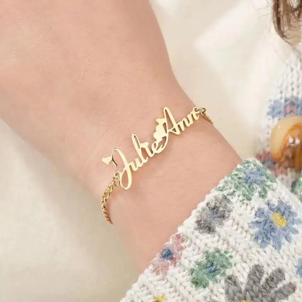 New Custom Name Charm Bracelet for Women Personalized Stainless Steel Cuban Bracelet Jewelry Accessories Boyfriend Couple Gift thumbnail 2