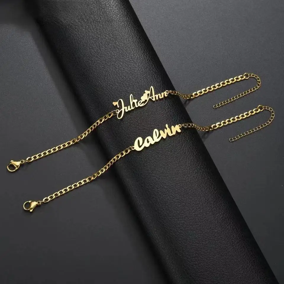 New Custom Name Charm Bracelet for Women Personalized Stainless Steel Cuban Bracelet Jewelry Accessories Boyfriend Couple Gift thumbnail 4