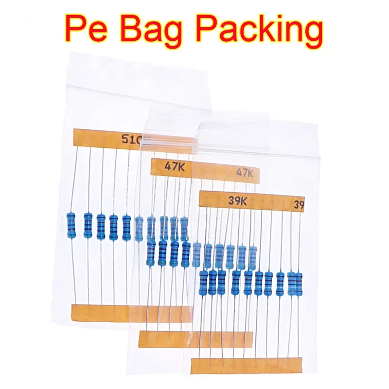 1/8W 1/4W 1/2W 1W 2W Metal Film Resistors Assortment Kit Box 1% 0 ohm - 10 M Electronic Components resistor package thumbnail 2