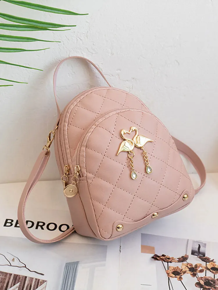 Women's Fashion Swan Tassel Pendant Mini Backpack Fashion Backpack Student Small Book Bag thumbnail 3