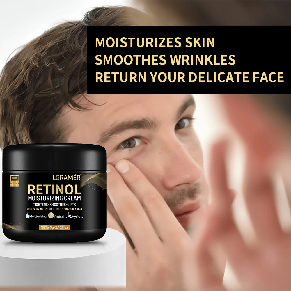 Men's Retinol Face Cream Nourishing Moisturizing Fade Fine Lines Smooth Wrinkles Younger Firming Lifting Shrink Pores Skin Care thumbnail 4