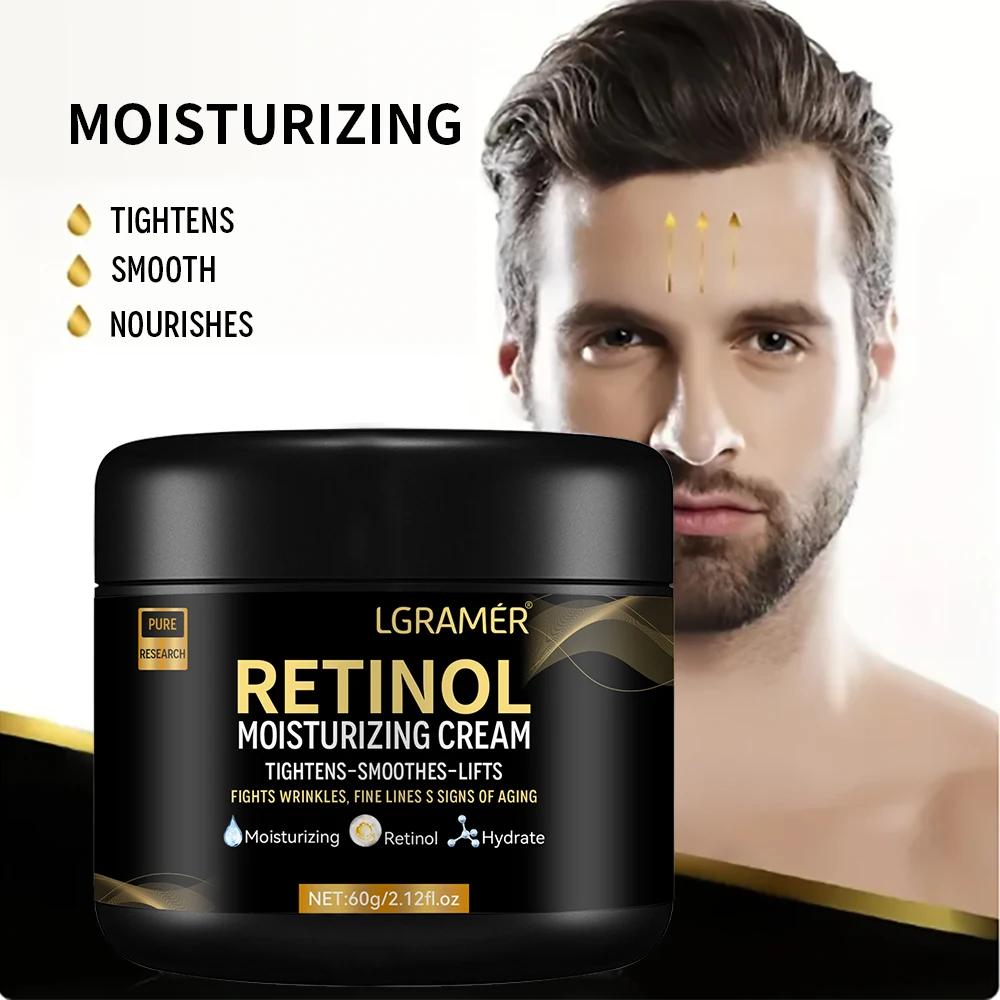 Men's Retinol Face Cream Nourishing Moisturizing Fade Fine Lines Smooth Wrinkles Younger Firming Lifting Shrink Pores Skin Care thumbnail 2
