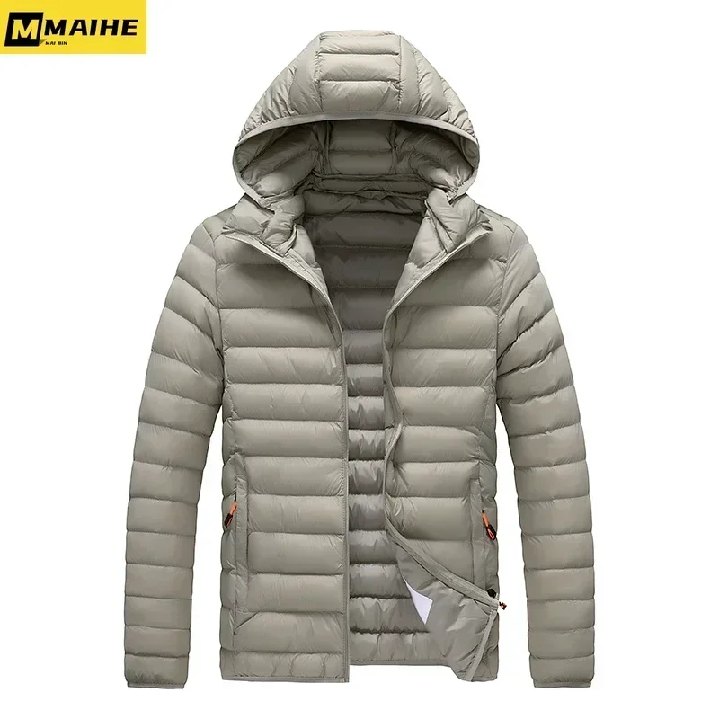 8XL Winter Lightweight Jacket Men's Fashionable All-match Detachable Hat Down Cotton Warm Coat Outdoor Skiing Windproof Parkas thumbnail 3