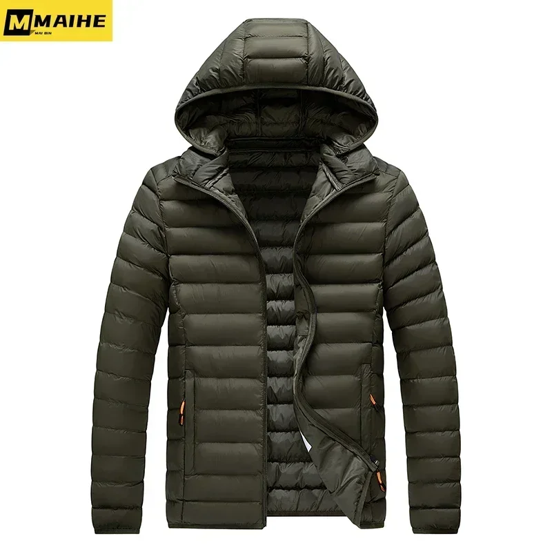 8XL Winter Lightweight Jacket Men's Fashionable All-match Detachable Hat Down Cotton Warm Coat Outdoor Skiing Windproof Parkas thumbnail 4