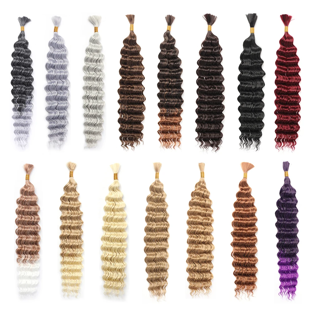 Curly Braiding Synthetic Hair Deep Wave Bulk Hair Crochet Hair For Braiding No Weft Bundle Brazilian Virgin Water Curly 22 Inch thumbnail 2
