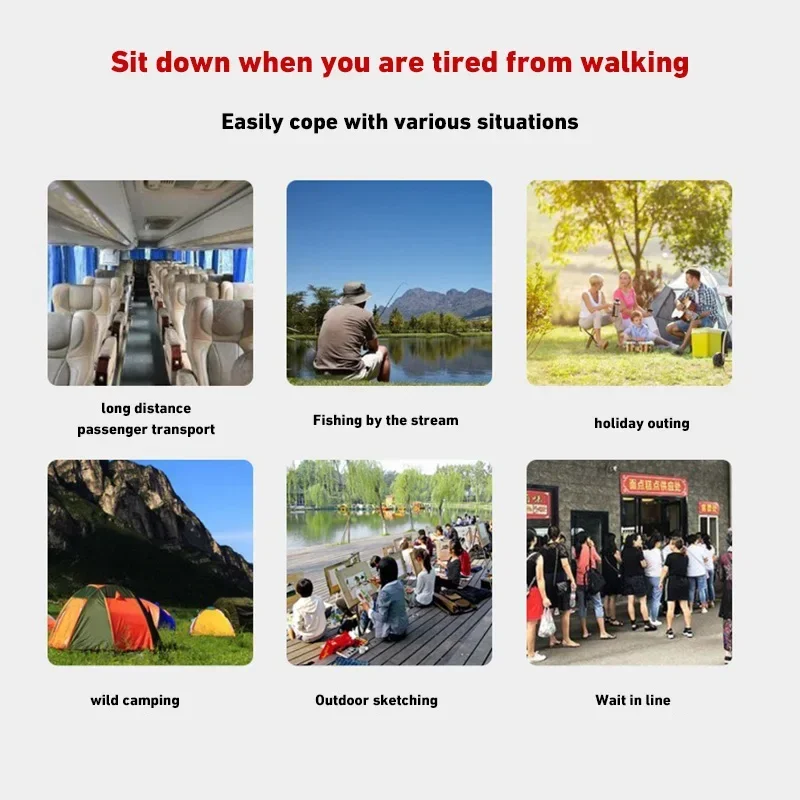 Outdoor Portable Folding Chair With Storage Bag Foldable Car Outdoor Chair Lightweight Bearing Strong Ride Comfort Camping Gear thumbnail 2
