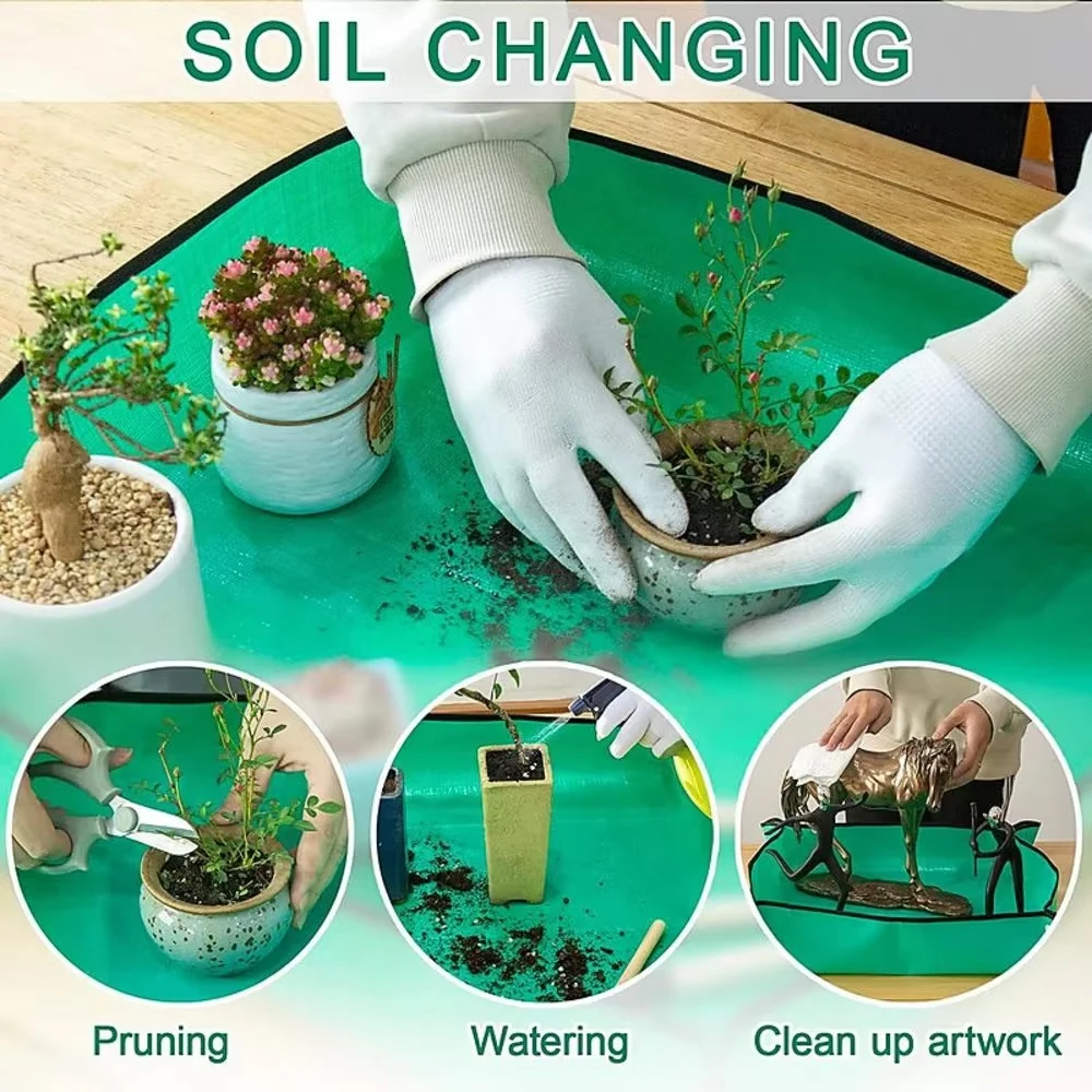 1pc Flower Pots Planting Mat Waterproof Transplanting Mats Foldable PE Plant Repotting Mat Gardening Planting Mat 32-100cm thumbnail 2