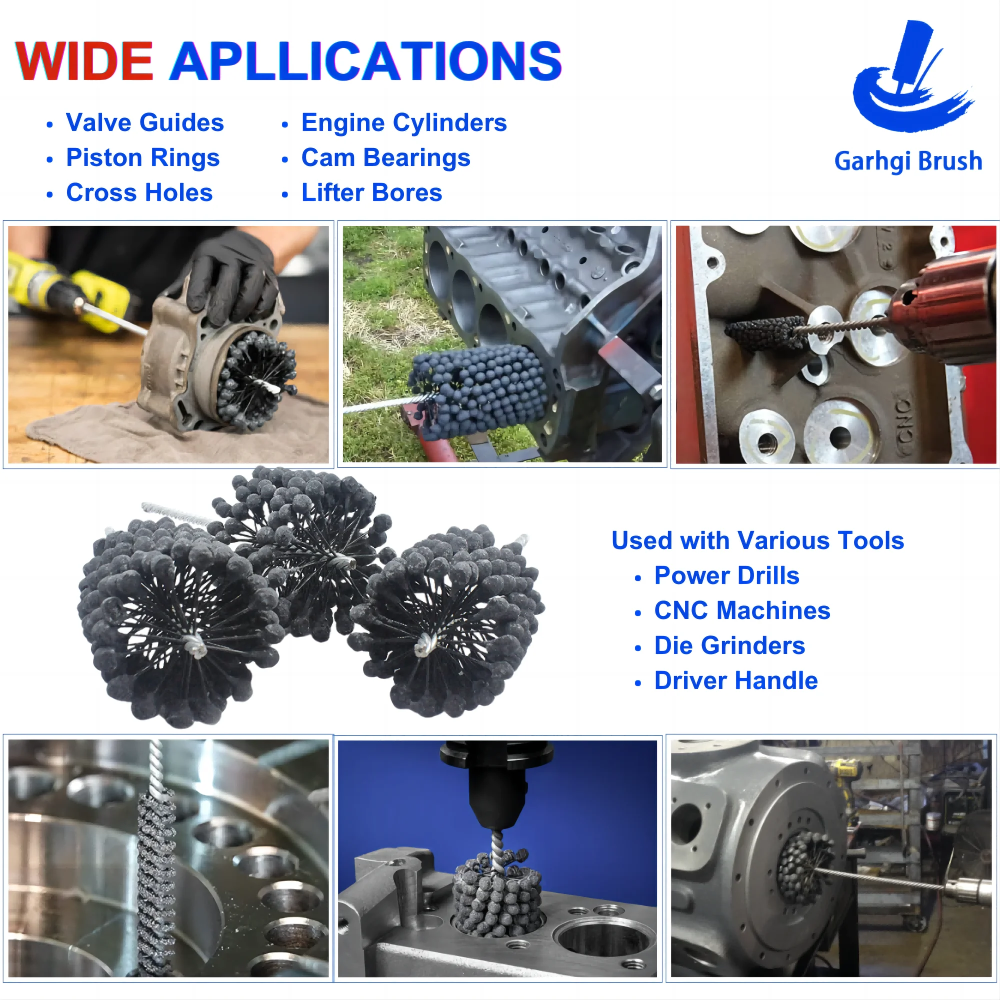 240Grit Ball Hone Cylinder Brushes Flexible Bore Gauge Honing Tool Engine Camshaft Motorcycle Car Grinding Deburring Metal Steel thumbnail 6