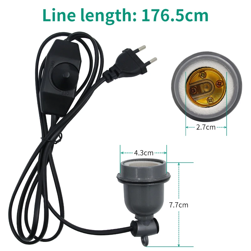E27 Pet Reptile Heating Lamp Holder Crawling Lizard Turtle Chicken Heating Lamp Holder & Power Cord Switch Heating Lamp Socket thumbnail 2