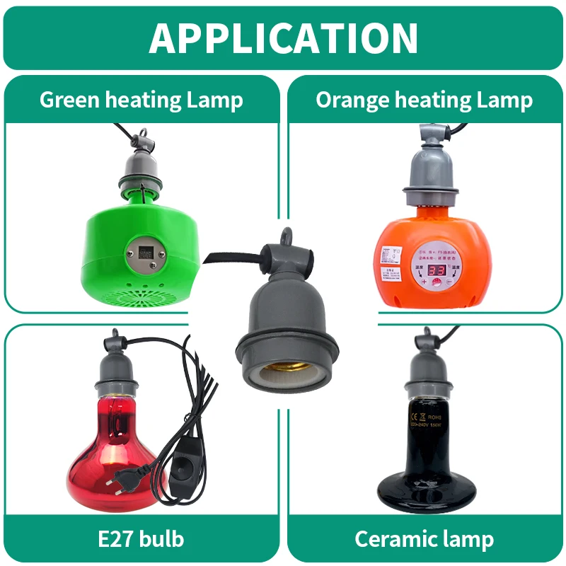E27 Pet Reptile Heating Lamp Holder Crawling Lizard Turtle Chicken Heating Lamp Holder & Power Cord Switch Heating Lamp Socket thumbnail 6