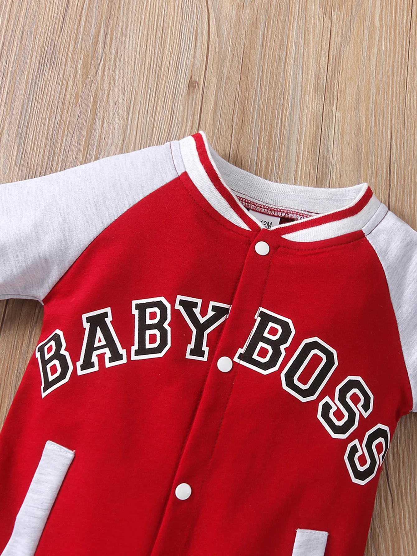 Fashionable letter printed long sleeved round neck cute and personalized baby boy jumpsuit thumbnail 3