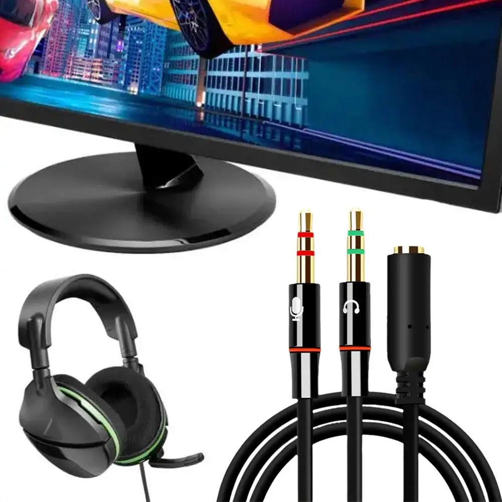 Headphone Microphone Audio Converter Splitter For Computer 3.5mm Female To 2 Dual 3.5mm Male Headphone Mic Audio Y Splitter thumbnail 2