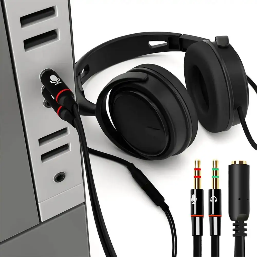 Headphone Microphone Audio Converter Splitter For Computer 3.5mm Female To 2 Dual 3.5mm Male Headphone Mic Audio Y Splitter thumbnail 5