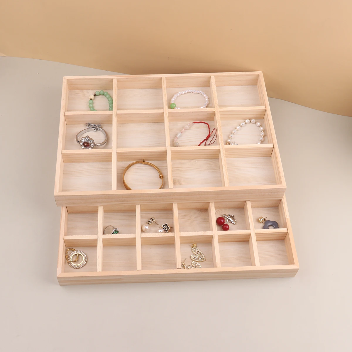 Wooden Jewelry Display Stackable Exquisite Jewellery Holder Portable Ring Earrings Necklace Organizer Box organizator de boys thumbnail 2