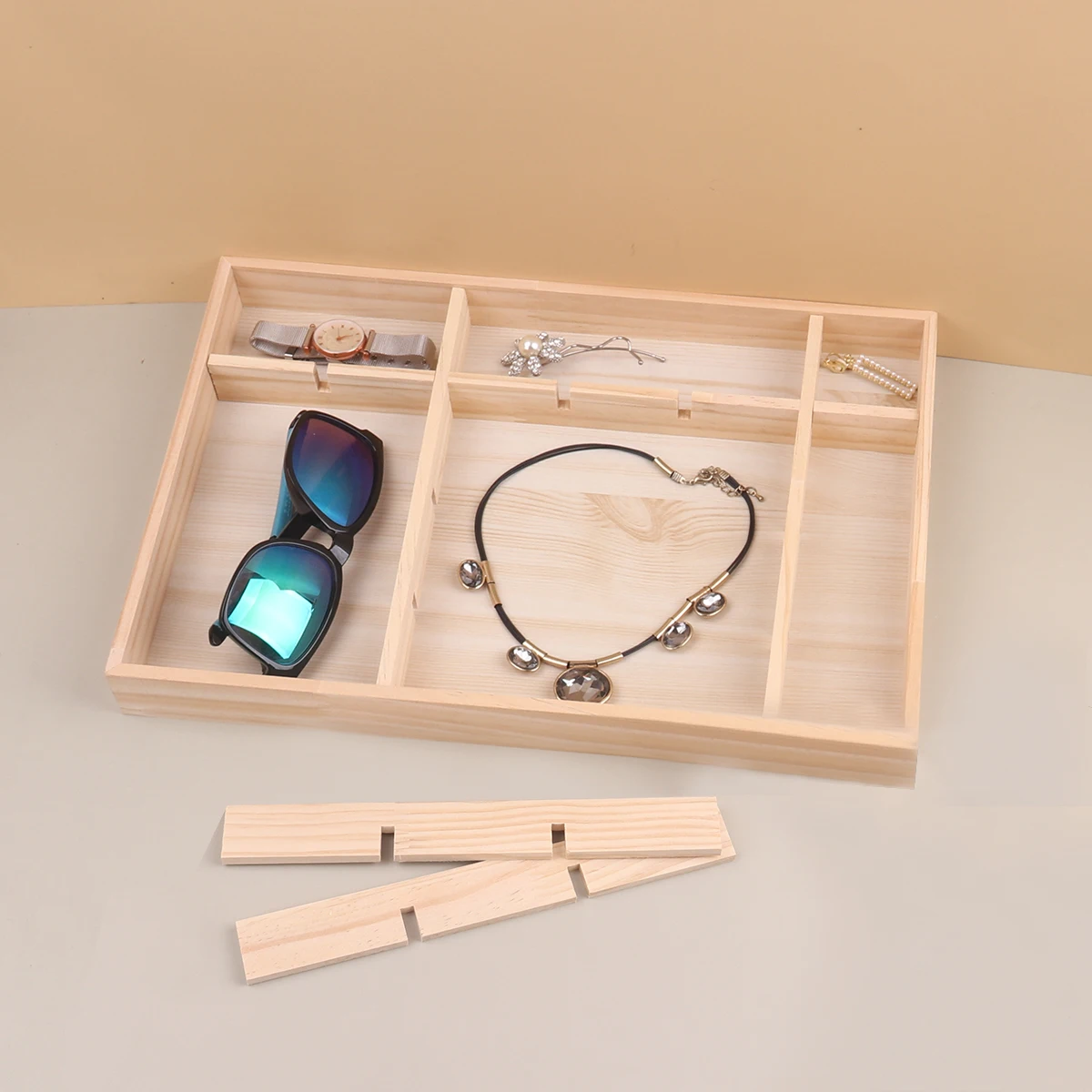 Wooden Jewelry Display Stackable Exquisite Jewellery Holder Portable Ring Earrings Necklace Organizer Box organizator de boys thumbnail 5