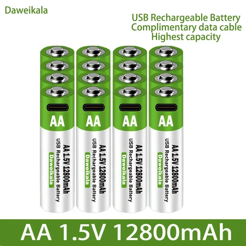 AA USB Rechargeable Lithium Ion Battery 1.5V AA 12800mah Power Bank Lifepo4 Batteries Aaa Recharable Lipo4 Recharchable Original thumbnail 4