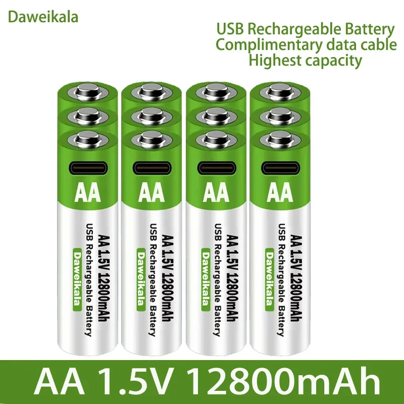 AA USB Rechargeable Lithium Ion Battery 1.5V AA 12800mah Power Bank Lifepo4 Batteries Aaa Recharable Lipo4 Recharchable Original thumbnail 3