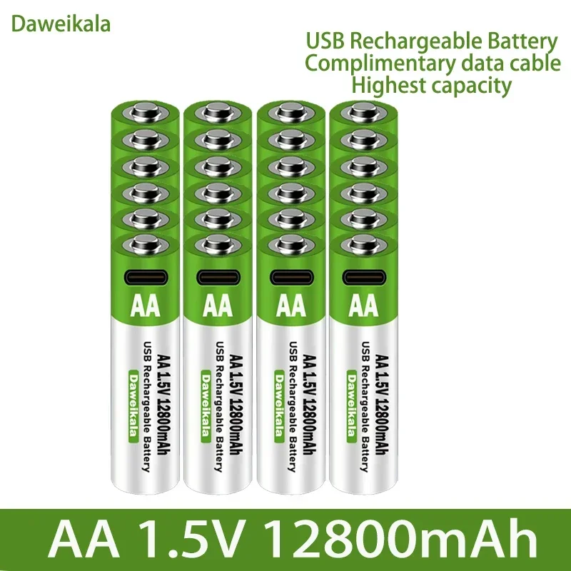 AA USB Rechargeable Lithium Ion Battery 1.5V AA 12800mah Power Bank Lifepo4 Batteries Aaa Recharable Lipo4 Recharchable Original thumbnail 6