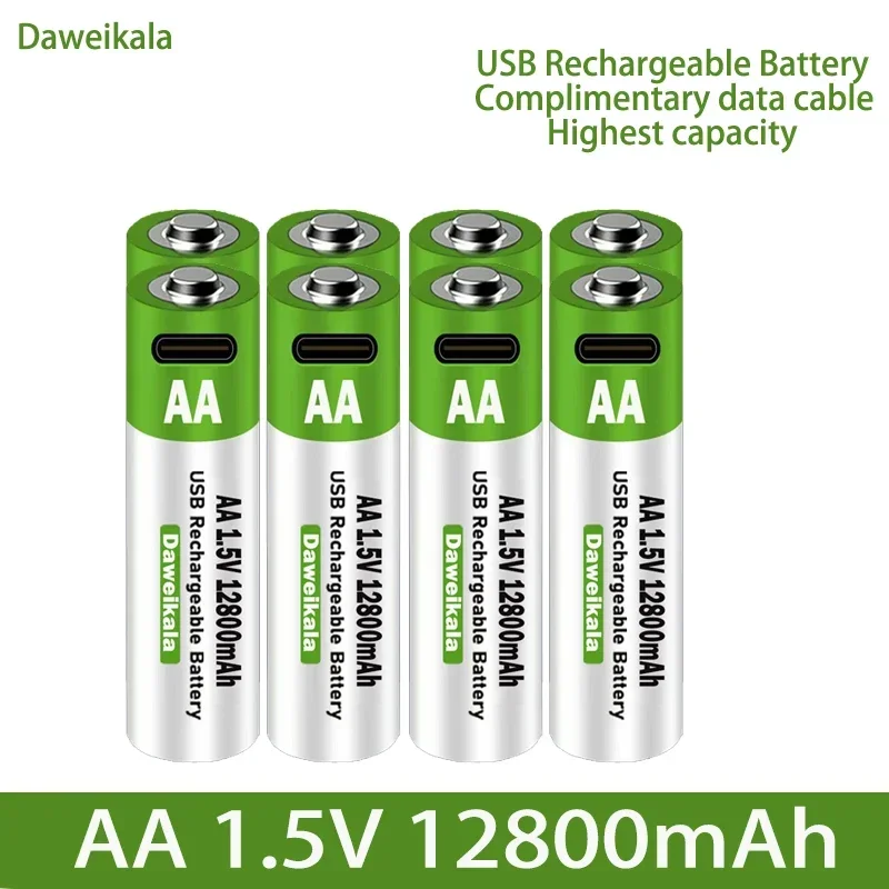 AA USB Rechargeable Lithium Ion Battery 1.5V AA 12800mah Power Bank Lifepo4 Batteries Aaa Recharable Lipo4 Recharchable Original thumbnail 2