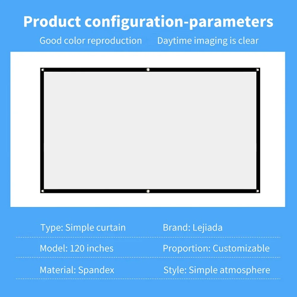 Simple Projector Curtain Home Set Theater Office 16:9 HD Display Projection Screen for Household Bedroom Accessories thumbnail 2