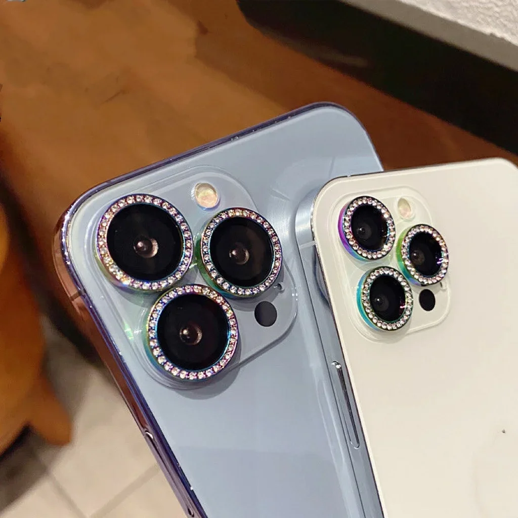 2-3Pcs Diamond Camera Lens Protector For IPhone 12 13 14 15 16 Pro Max Back Mini Cover Lens Ring Glass For IPhone 14 15 Plus Fil thumbnail 2