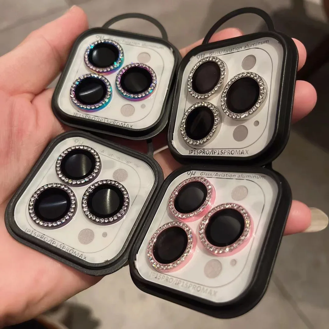 2-3Pcs Diamond Camera Lens Protector For IPhone 12 13 14 15 16 Pro Max Back Mini Cover Lens Ring Glass For IPhone 14 15 Plus Fil thumbnail 3