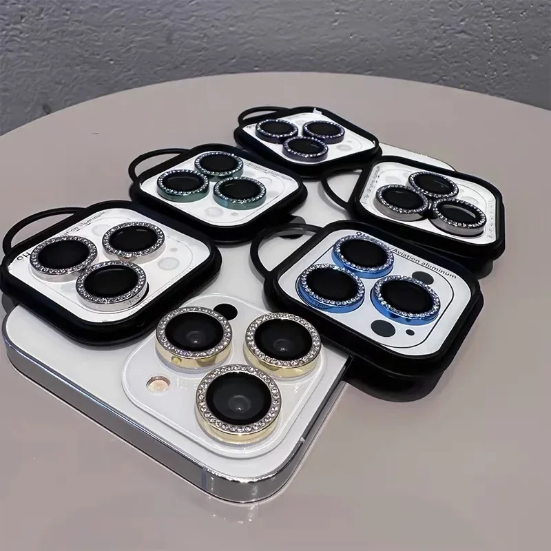 2-3Pcs Diamond Camera Lens Protector For IPhone 12 13 14 15 16 Pro Max Back Mini Cover Lens Ring Glass For IPhone 14 15 Plus Fil thumbnail 6