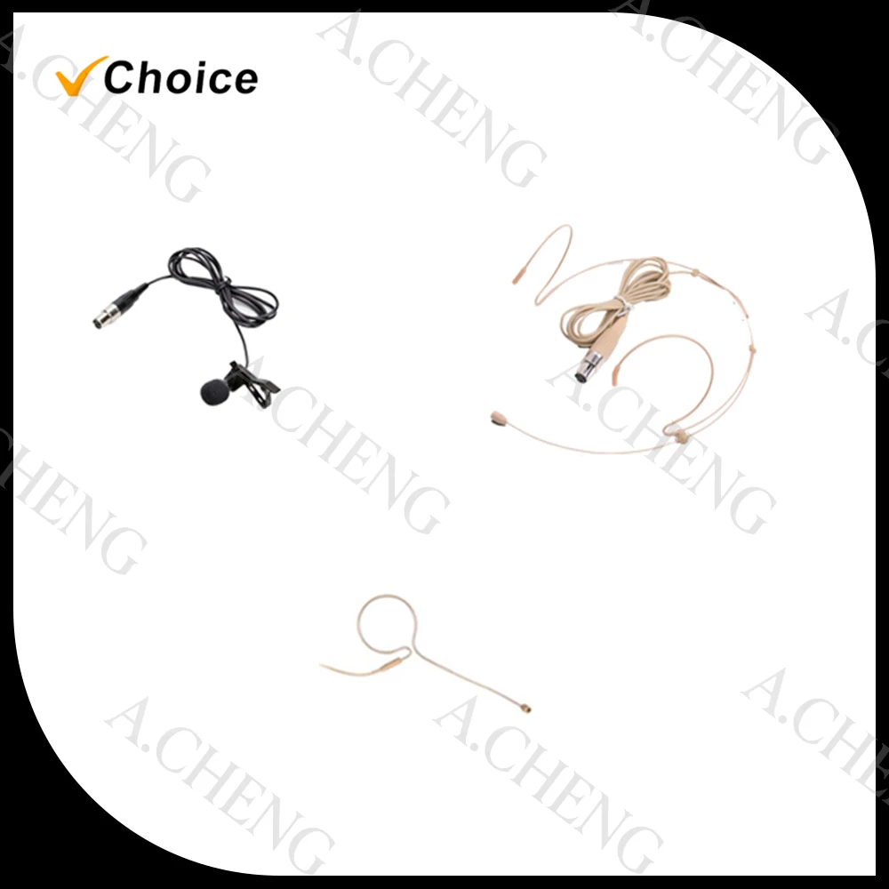Beige dual earhook headset microphone, 4-pin plug, wireless microphone cover accessory, lavalier microphone accessory