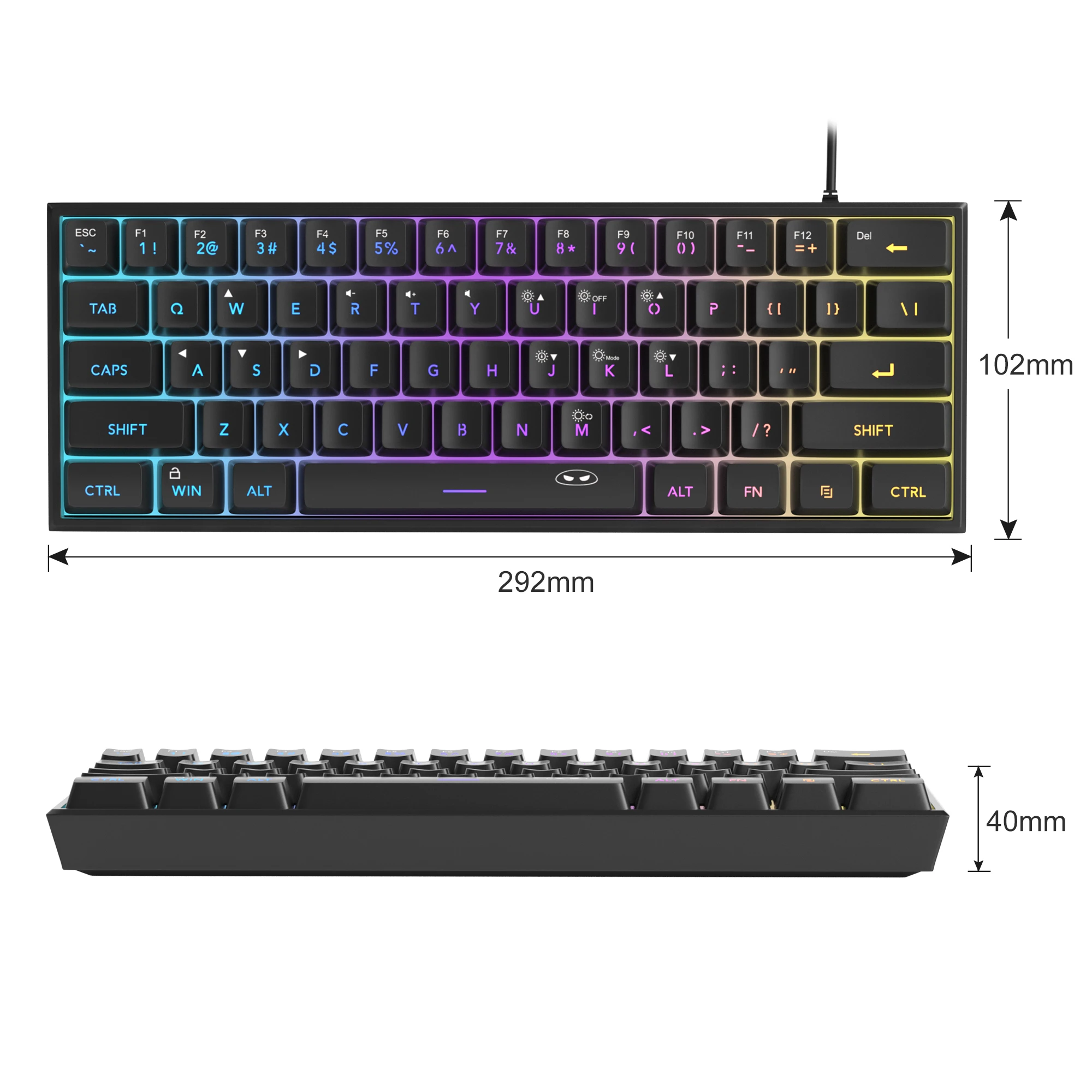 MageGee Mini 60% Gaming Keyboard, RGB Backlit 61 Key Ultra-Compact Keyboard, TS91 Ergonomic Waterproof Mechanical Feeling Office thumbnail 6