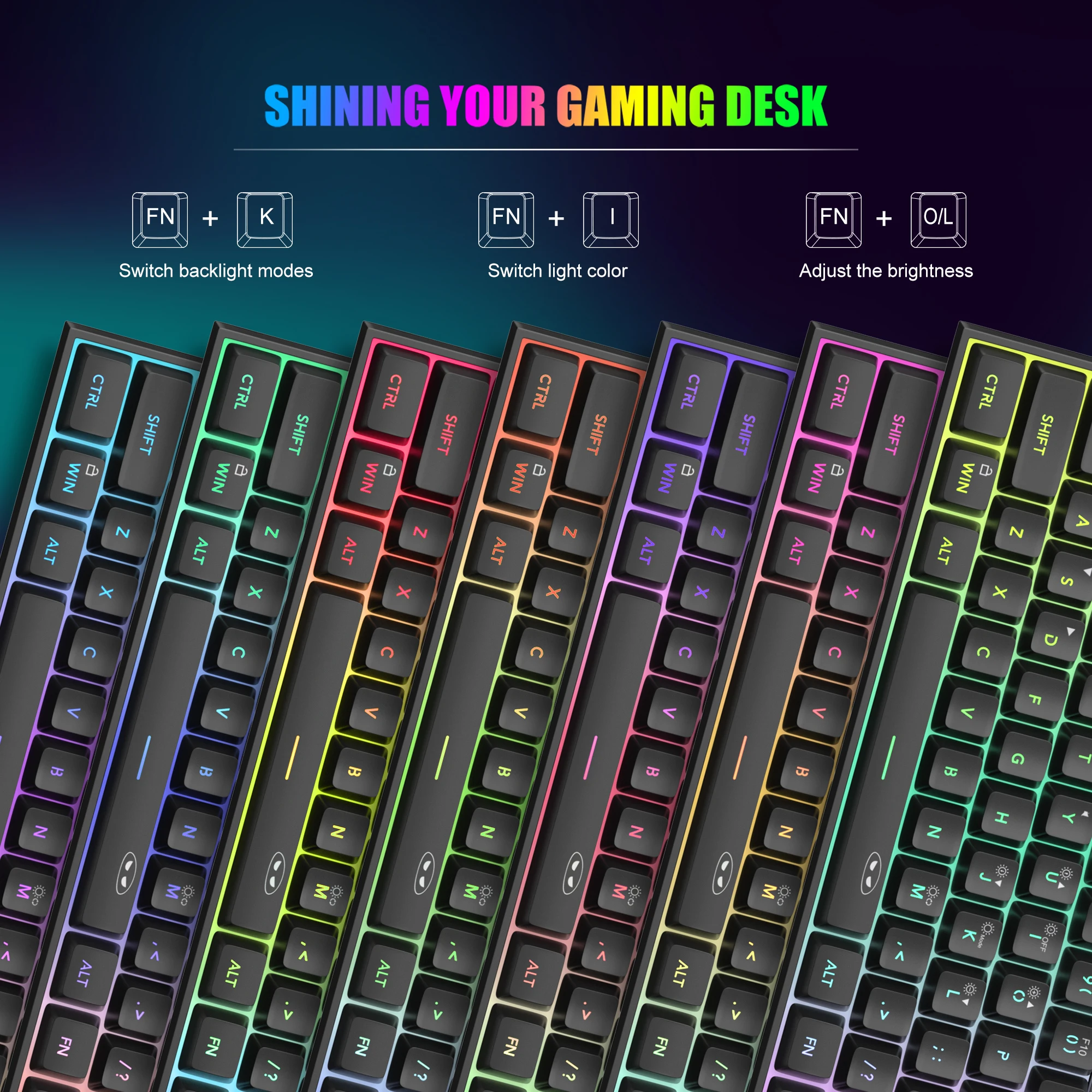 MageGee Mini 60% Gaming Keyboard, RGB Backlit 61 Key Ultra-Compact Keyboard, TS91 Ergonomic Waterproof Mechanical Feeling Office thumbnail 3