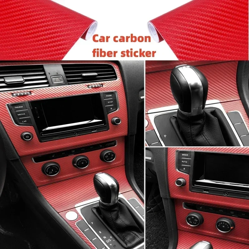 3D Red Carbon Fiber Vinyl Car Wrap Sheet Roll Film Car Stickers Decal Motorcycle Auto Styling Accessories Automobiles thumbnail 3