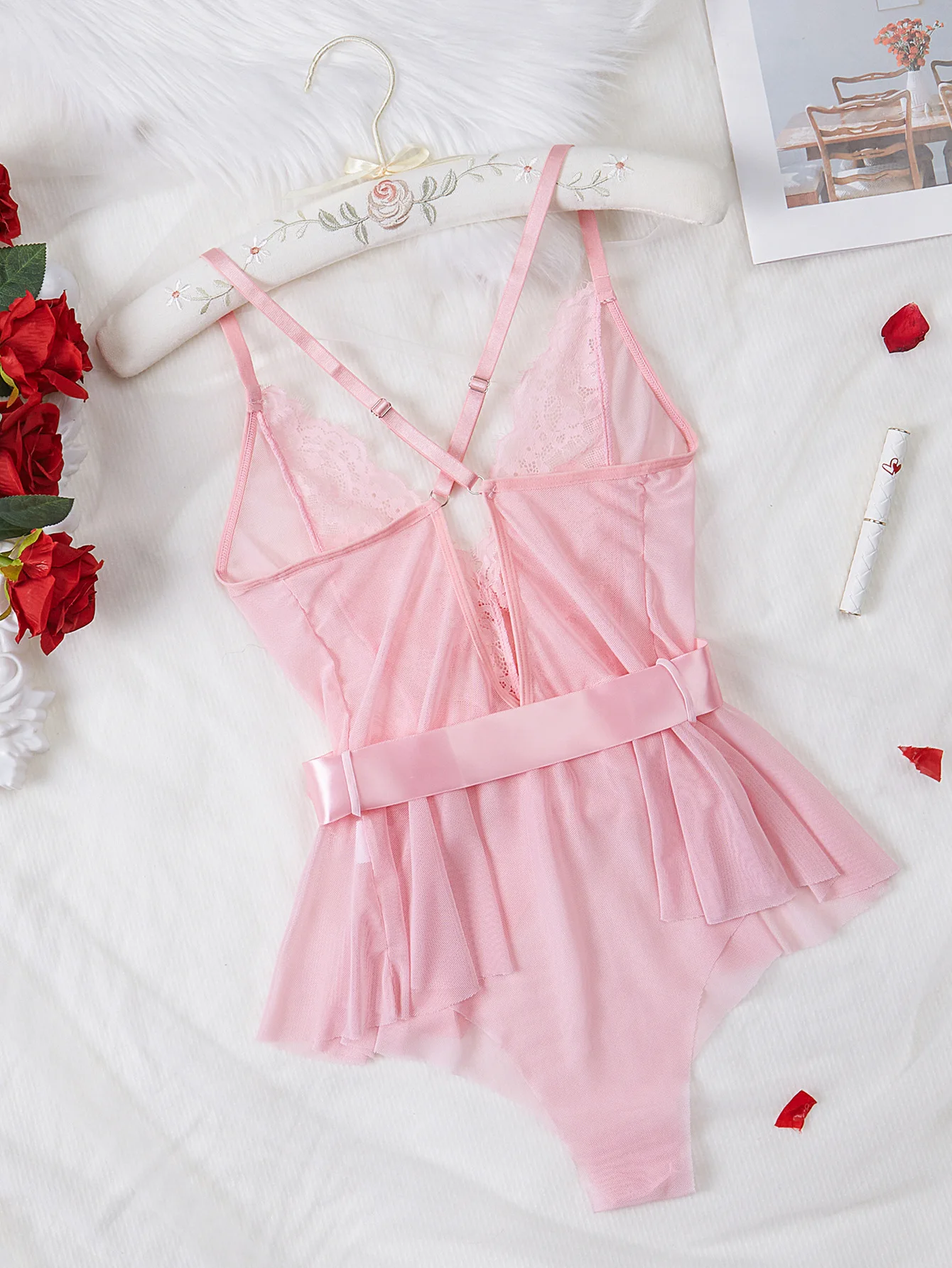 Women's Hollow See Through Bodysuits Slim Fit Erotic Sheer Lace Jumpsuit Bodysuit Sexy Fashion Pajamas One-Piece Suit thumbnail 3