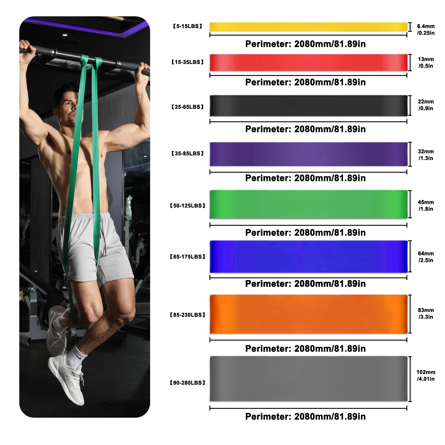 WOSWEIR-Elastic Training Gum Resistance Bands Gym Home Fitness Expander Yoga Pull Up Assist Rubber Crossfit Workout Equipment thumbnail 2