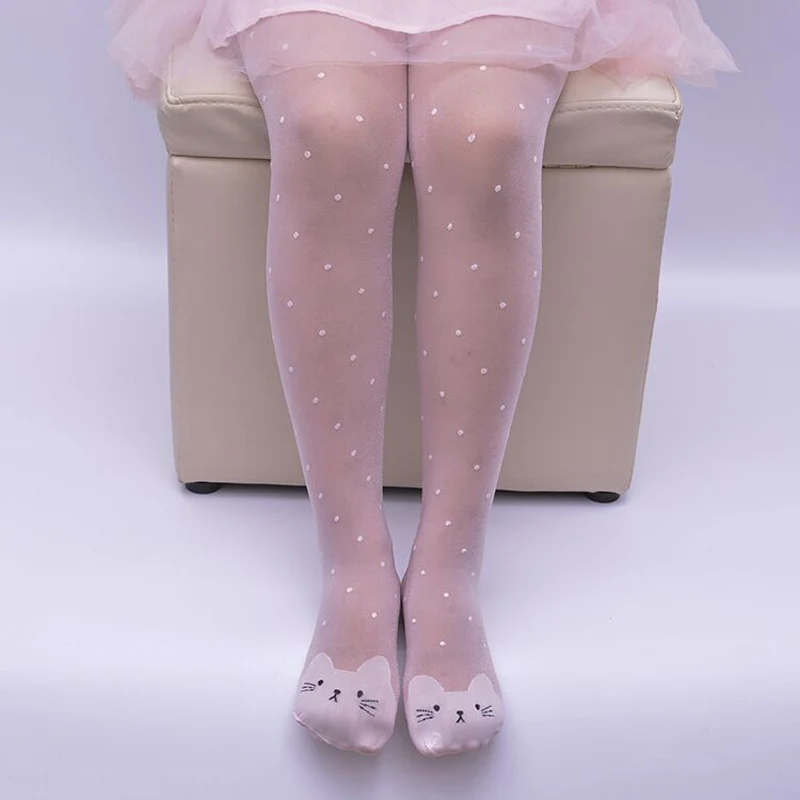 Cat kitten Thin Embroidery Dots Summer Kawaii Tights for Child Baby Girls Kids Sheer Pantyhose Cute Kitty Ballet Dance Stockings thumbnail 2