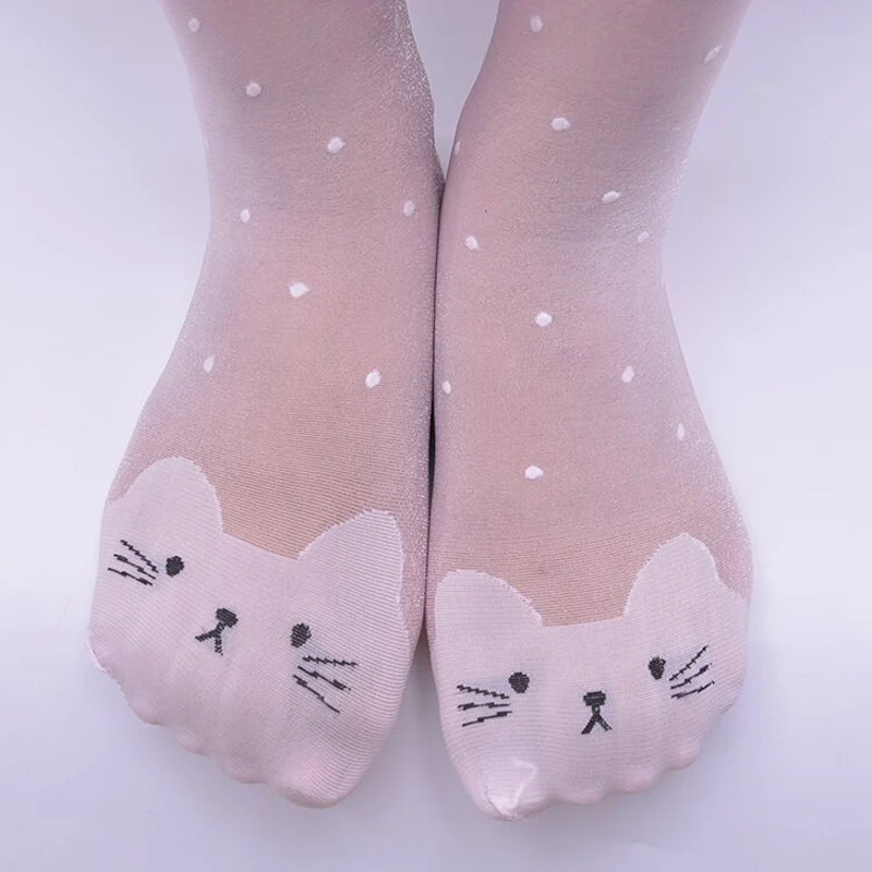 Cat kitten Thin Embroidery Dots Summer Kawaii Tights for Child Baby Girls Kids Sheer Pantyhose Cute Kitty Ballet Dance Stockings thumbnail 3